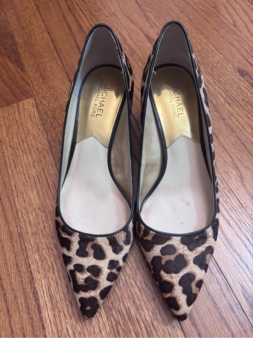 Michael Kors Leopard-Print Pointed Toe Heels- Black & Brown